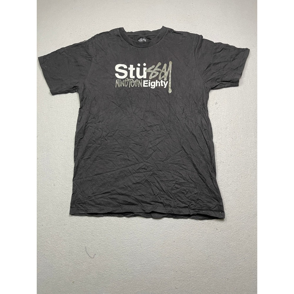 Stussy T-Shirt Cotton Black Nineteen Eighty Medium Mens